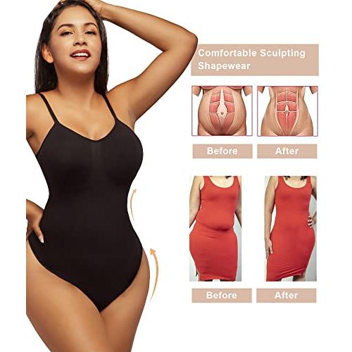 Vijamiy Body Moldeador Reductor Mujer Bodysuit Shapewear Tanga Body Shaper  con Correa Ajustable Control de Abdomen Sin Costuras para Mujer