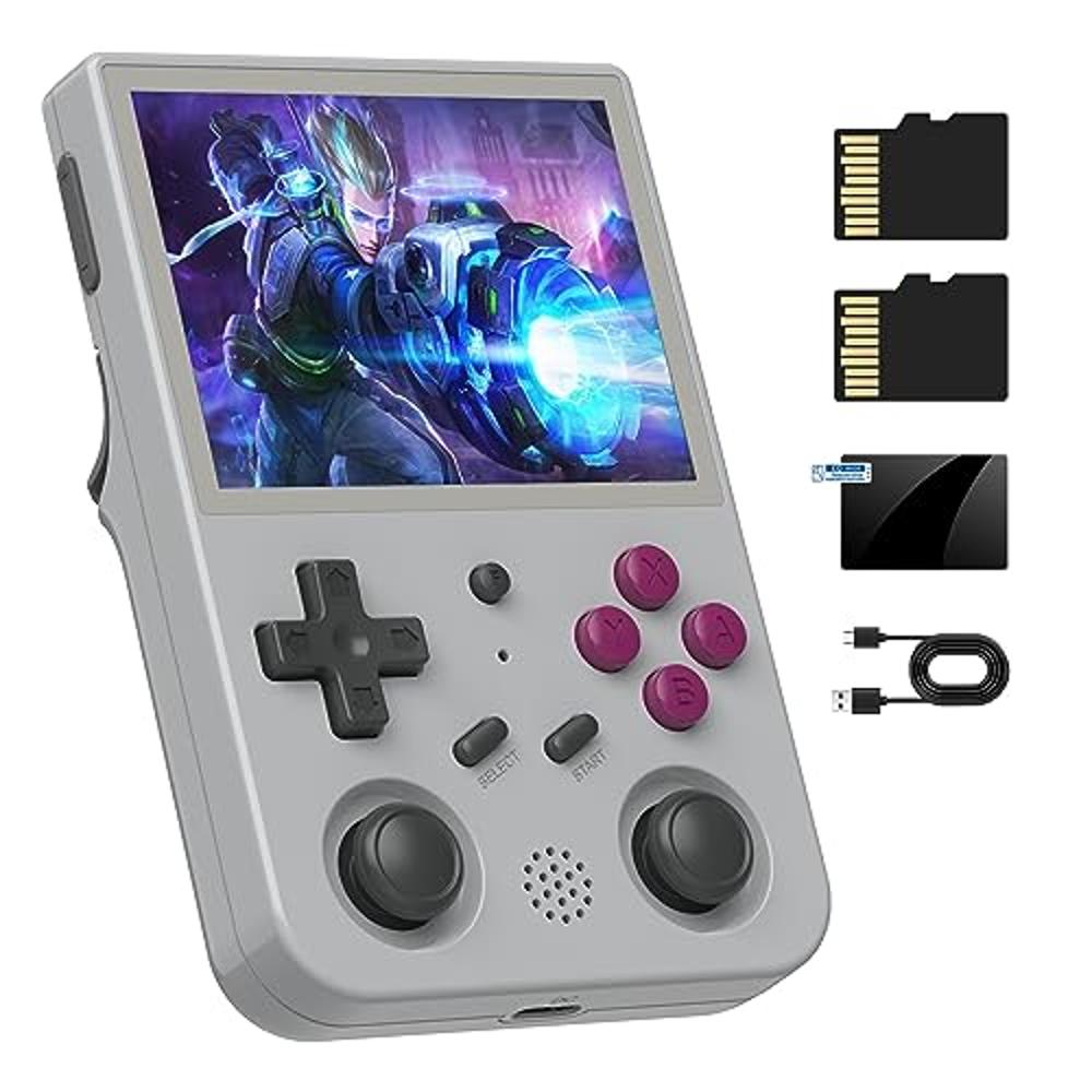 RG353V Retro Handheld Game with Dual OS Android 11 and Linux,RG353V with  64G TF Card Pre-Installed 4452 Games Supports 5G WiFi 4.2 Bluetooth Online