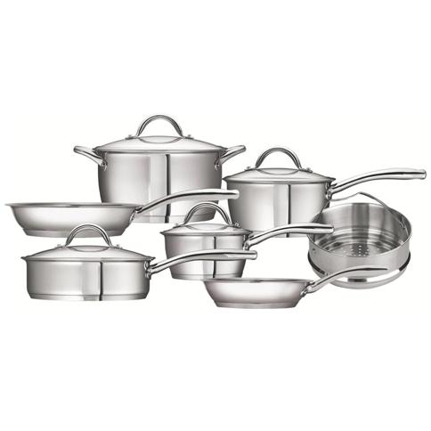 Batería de cocina 11 piezas Cuisinart acero inoxidable Black Stainless