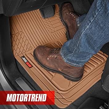 Motor Trend FlexTough Set Tappetini Auto In Gomma 4 Pezzi + Rivestimento Bagagliaio - Universali, Antiscivolo, Per Auto, SUV, Furgoni - 4
