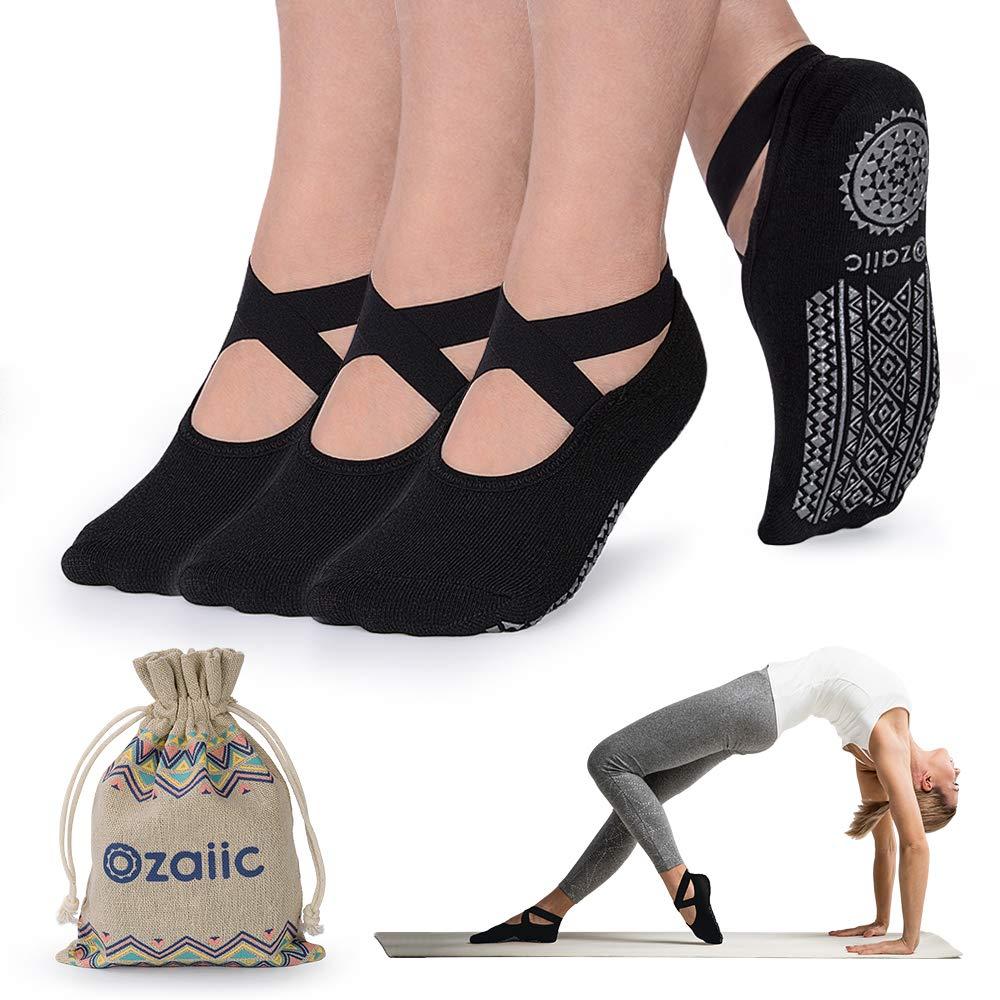 BIVOLU - Calcetines de yoga antideslizantes para mujer, malla floral de  encaje transpirable para pilates, barras, entrenamiento, baile, paquete de  3