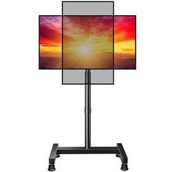 Perlegear Floor TV Stand with Mount for 26-50 inch TVs up to 55 lbs, TV Floor Stand with Rotation, Tilt, Level, Height Adjustable TV Stand for Bedroom/Living Room, Max VESA 300x300mm, PGFS12