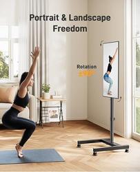 Perlegear Floor TV Stand with Mount for 26-50 inch TVs up to 55 lbs, TV Floor Stand with Rotation, Tilt, Level, Height Adjustable TV Stand for Bedroom/Living Room, Max VESA 300x300mm, PGFS12