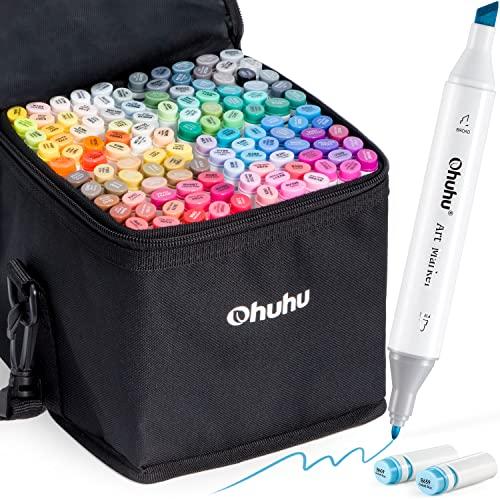Ohuhu 80 Colours Dual Tipped Twin Marker Pens Highlighters  with Carrying Case for Painting Coloring Highlighting and Underlining  [CAT_12272] - Marker