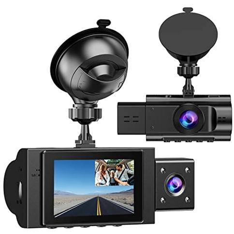 AutoSky Dash Cam delantera y trasera - Cámara de tablero para autos Mini  Dash Cam Full HD con tarjeta de memoria de 32 GB, pantalla IPS de 3  pulgadas