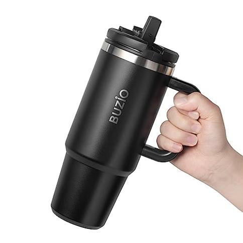 40oz Tumbler Travel Coffee Mug Cup With Handle Insulated Reusable Stainless  Steel Car Water Bottle Iced Coffee Cup Travel Mug
