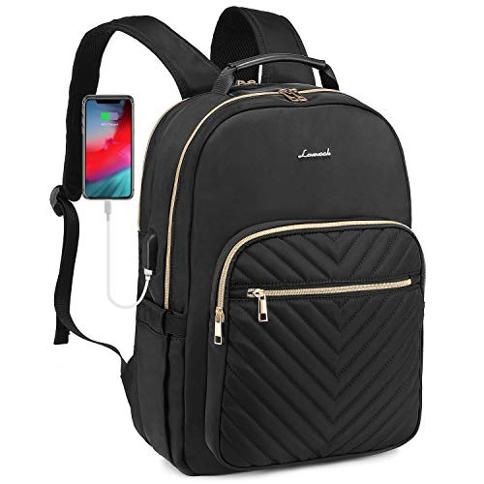 LOVEVOOK Mochila para laptop para mujer, mochila de trabajo de moda con  puerto USB, mochilas impermeables para el trabajo., Negro -, Moda casual