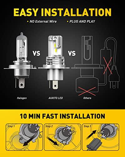 Auxito H4 9003 Hb2 Led Bulbs 15000lm Per Set 6500k Xenon White For Halogen Replacement Plug 0238