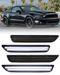 LED Side Marker Lights for 2010-2014 Ford Mustang, Smoked Lens White Front Rear Fender Side Markers, Driver  Passenger Side Bumper Lights, Pack of 4 - Color White