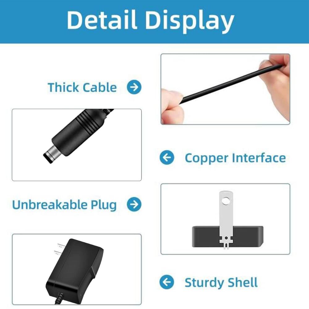  Cargador de cable de alimentación de repuesto para Alexa Spot,  Dot (3ª generación, 4ª generación, 5ª generación), TV Cube, Show 5, Dot con  reloj : Electrónica