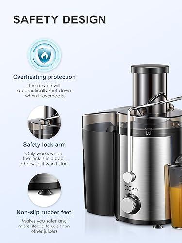 Qcen Juicer Machine, 800W Centrifugal Juicer Extractor with Wide Mouth