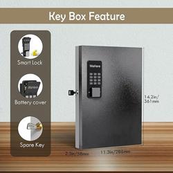 DiDiHere 32 Key Lock Box Wall Mount, Smart Key Cabinet One Time Password/APP Bluetooth/Fixed/Wi-Fi Remote/Key Unlock, Key Management for Valets/Realtors/Office/Hotel - Tamaño 32 Key(Smart)