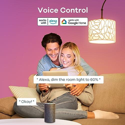  Linkind Bombillas inteligentes, bombillas WiFi funcionan con  Alexa y Google Home, RGBTW bombilla que cambia de color con control de  aplicación, bombilla inteligente LED de 9 W equivalente a 60 W
