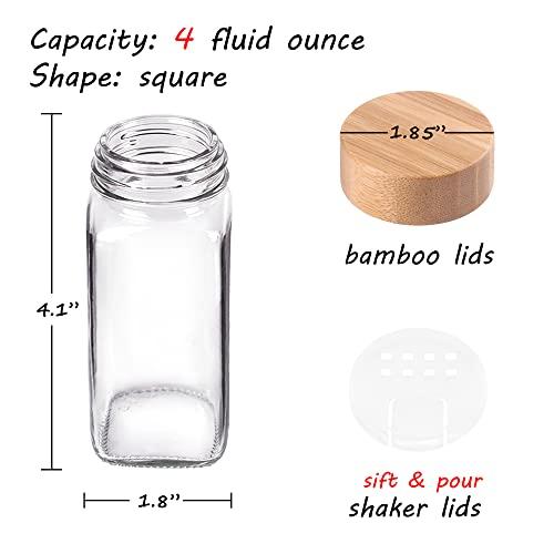 Churboro 36 Spice Jars with Labels- Spice Jars with Bamboo Lids - 4 Oz  Glass Spice Containers with Shaker Lids, 547 Spice Labels of 3 Different  Types