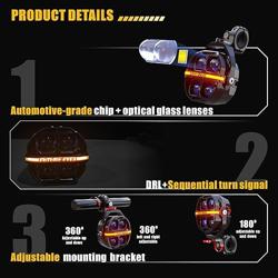 Future Eyes Motorcycle Driving Lights – 180W LED Fog Lights with Amber  White Beams, Waterproof Auxiliary Spotlights with DRL, Strobe, Signal, for Night Riding Off-Road UTV ATV
