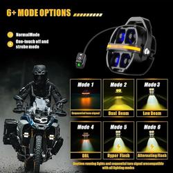 Future Eyes Motorcycle Driving Lights – 180W LED Fog Lights with Amber  White Beams, Waterproof Auxiliary Spotlights with DRL, Strobe, Signal, for Night Riding Off-Road UTV ATV