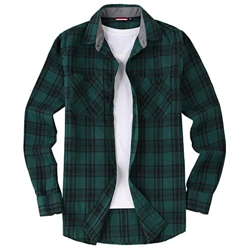 Camisa a cuadros de franela de manga larga informal para hombre