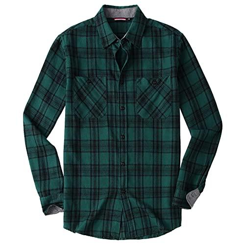 MCEDAR Camisas de franela a cuadros para hombre, de manga larga, casual,  con botones, ajustadas, para campamento, pasar el rato o el trabajo