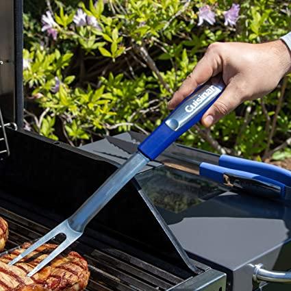 Cuisinart Set Utensili Per Griglia 3 Pezzi CGS-233NA | Spatola, Pinze E Forchetta In Acciaio Inox | Impugnature In Gomma Antiscivolo | Blu Navy