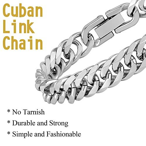 12mm Hip Hop Stainless Steel Jewelry Luxury Miami Cuban Link Chain Men Rapper Rock Necklace