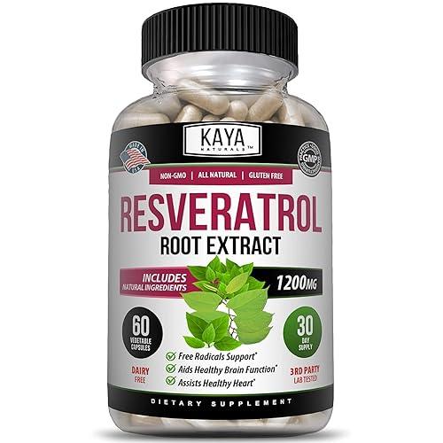 Kaya Naturals Cápsulas de resveratrol Suplemento antienvejecimiento Antioxidantes con