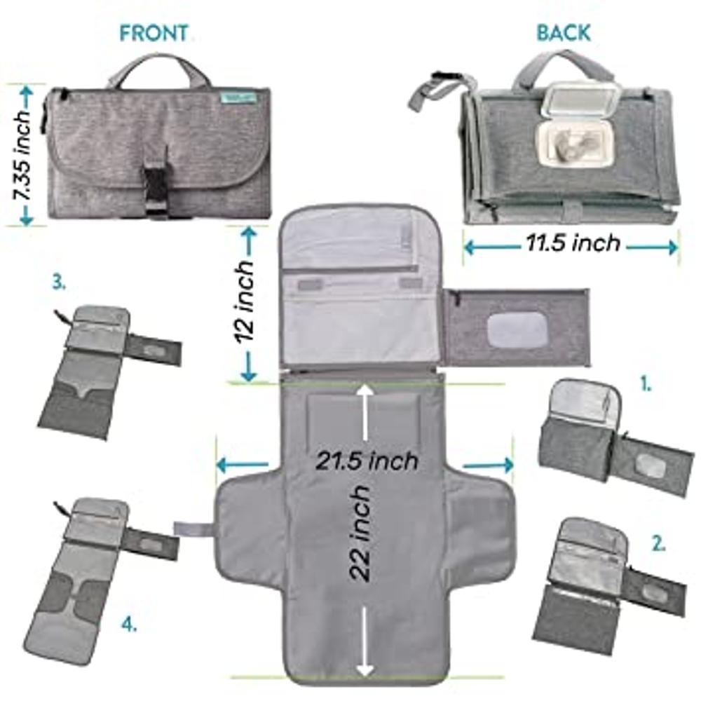 Kopi Baby - Cambiador portátil de pañales para niñas y niños recién  nacidos, cambiador de bebé con bolsillo para toallitas inteligentes, kit de