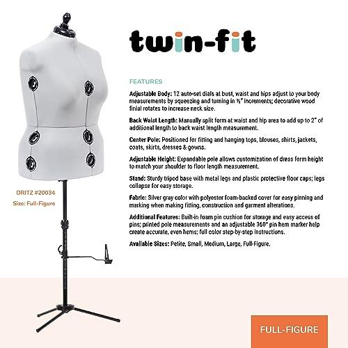 Dritz Twin-Fit Adjustable Dress Form, Full Figure, Silver Gray : Precio ...
