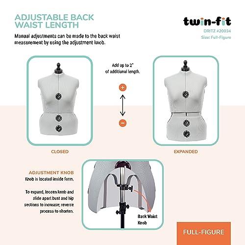Dritz Twin-Fit Adjustable Dress Form, Full Figure, Silver Gray : Precio ...