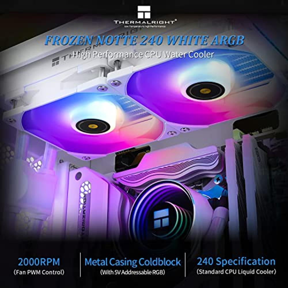 Thermalright Frozen Notte 360 BLACK ARGB Water Cooling CPU Cooler, 360  Black CPU Cooler Specifications, Double PWM Fans, S-FDB V2 Bearings,  Suitable for AMD/AM4 AM5,Intel LGA 1700/1150/1151/1200/2011 