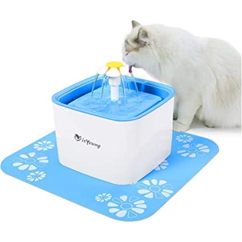 ELS PET Fuente de agua para gatos con LED, fuente automática de agua para  mascotas de 50 oz/1.5 L para múltiples mascotas, flujo de agua ultra