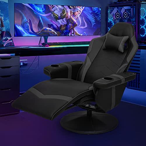 MoNiBloom Massage Video Gaming Recliner Chair, Ergonomic Computer Desk  Chair with Bluetooth Speakers, High Back PU Leather Office Chair with