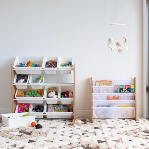 Humble Crew - Organizador de almacenamiento de juguetes de madera de gran  tamaño, para niños pequeños, color expreso/primario