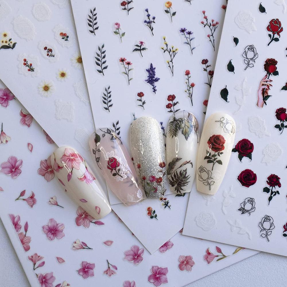 5 pegatinas para uñas con diseño de ramo de flores, para novia, color rosa  : Precio Guatemala
