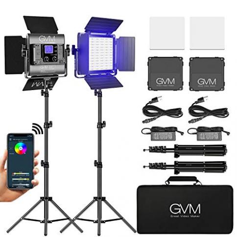 Luz de video LED RGB GVM, iluminación de fotografía con control de  aplicación, kit de iluminación