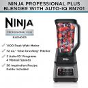 Ninja BN701 Professional Plus Bender, 1400 Peak Watts, 3 Functions for  Smoothies, Frozen Drinks & Ice Cream with Auto IQ, 72-oz.* Total Crushing  Pitcher & Lid, Dark Grey 