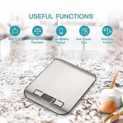 Ultrean Food Scale, Digital Kitchen Scale with LCD Display, Weight Grams and Ounces for Baking Cooking and Meal Prep, 6 Units with Tare Function, 304 Stainless Steel, 11lb (Batteries Included) - Tamaño Medium-Digital