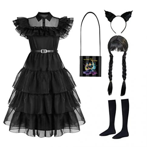 Wednesday Addams Dress Girls Kids Family Nevermore Cosplay Costume Academy  Uniform Dance Dresses Halloween Outfit - Walmart.com