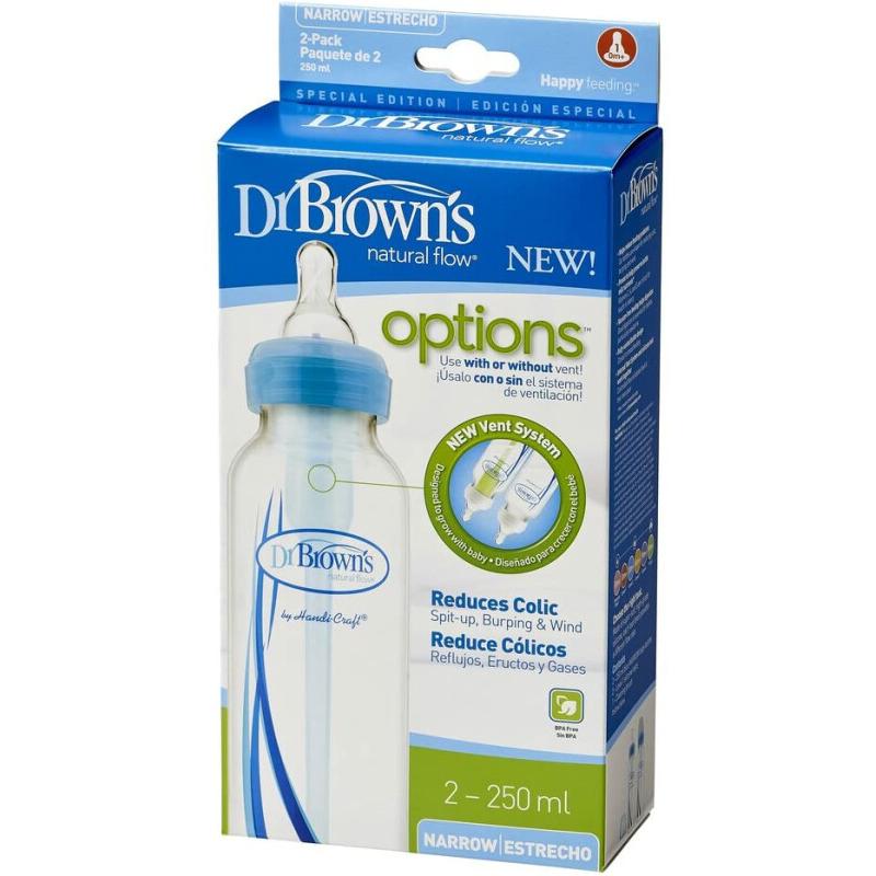 Biberones Dr Browns Options Estandar 2 Piezas 250ml/8oz 0m+ Color Azul