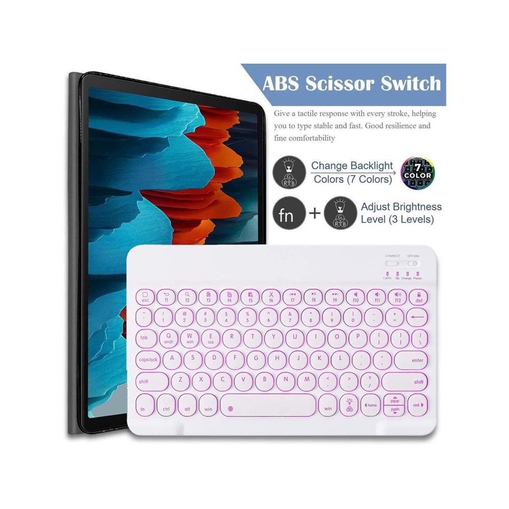 Teclado táctil para Samsung Galaxy Tab S8 2022 / Tab S7 2020 11 pulgadas  Tablet teclado con panel táctil, lindo teclado redondo de color, funda de