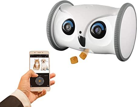 SKYMEE Owl Robot Cámara móvil para mascotas Full HD con dispensador de