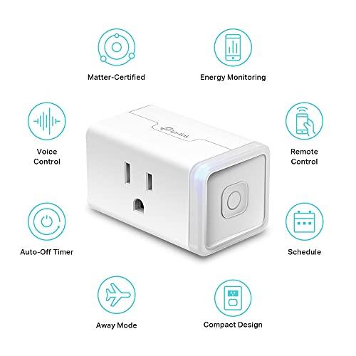 TP-Link Tapo Apple HomeKit Smart Plug Mini, diseño compacto, 15 A/1800 W  máximo, configuración súper fácil, funciona con Siri, Alexa y Google Home