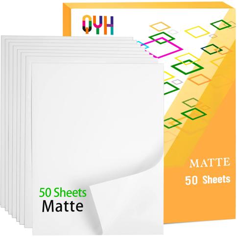 Premium Printable Vinyl Sticker Paper - 50 Matte White Waterproof