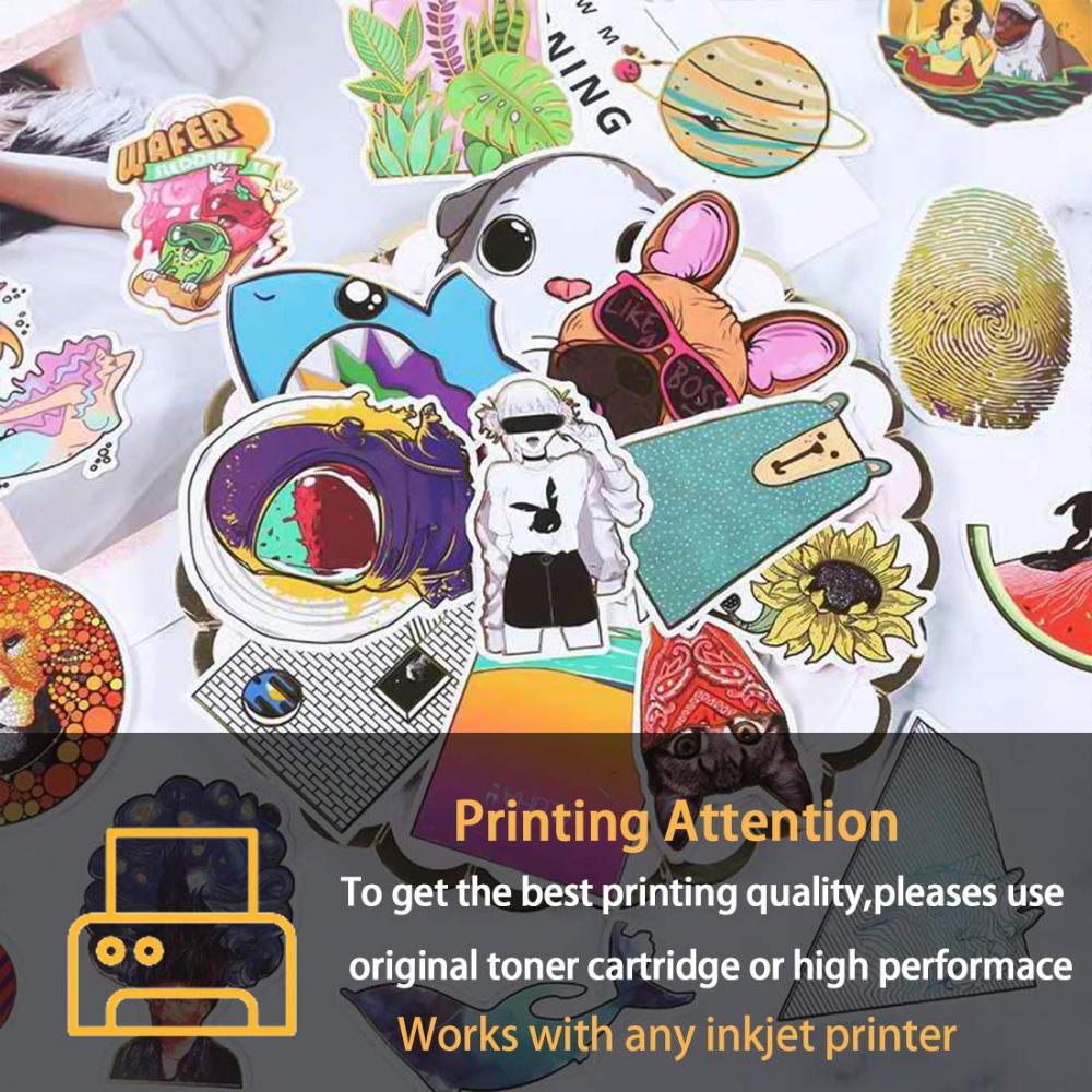 QYH Premium Printable Vinyl Sticker Paper - 50 Matte White Waterproof Decal  Paper Sheets for Inkjet Printer Standard Letter Size 8.5x11