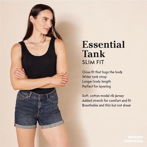 Amazon Essentials Womens SlimFit Tank, Pack of 2, Red/Navy, XXLarge