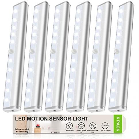 Paquete de 3 luces LED con sensor de movimiento para armario, funciona con  pilas, se adhieren en cualquier lugar, luz inalámbrica con sensor de