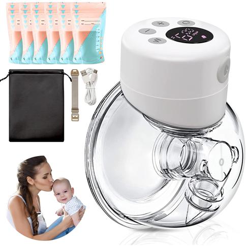 Extractor de leche portátil manos libres, sacaleche eléctrico portátil con  batería de larga duración, incluye 20 bolsas de leche materna, kit de