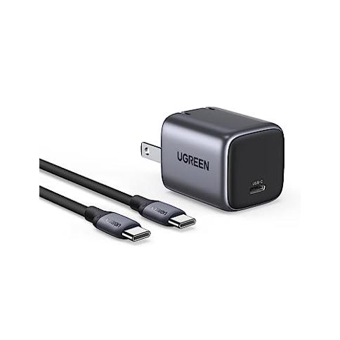UGREEN Cargador USB C de 30 W para iPhone serie 15, Nexode iPhone 15,  cargador plegable GaN PPS compacto y rápido cargador de pared con cable USB  CC