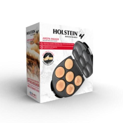  Holstein Housewares Máquina antiadherente de 6 secciones  multialimentos - Arepas, mini panqueques, pasteles de maíz y más, 6 piezas,  negro mate : Hogar y Cocina