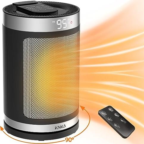 Space Heater for Indoor Use, 1500W Fast Heating Ceramic Electric Heater  with Thermostat, Remote, Overheating & Tip-Over Protection, 1-12H Timer,  70° Oscillating Portable Heater for Office Bedroom 