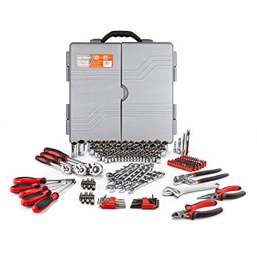 Cartman Piece Tool Set Ratchet Wrench With Sockets Kit In Plastic Toolbox Red Precio Guatemala